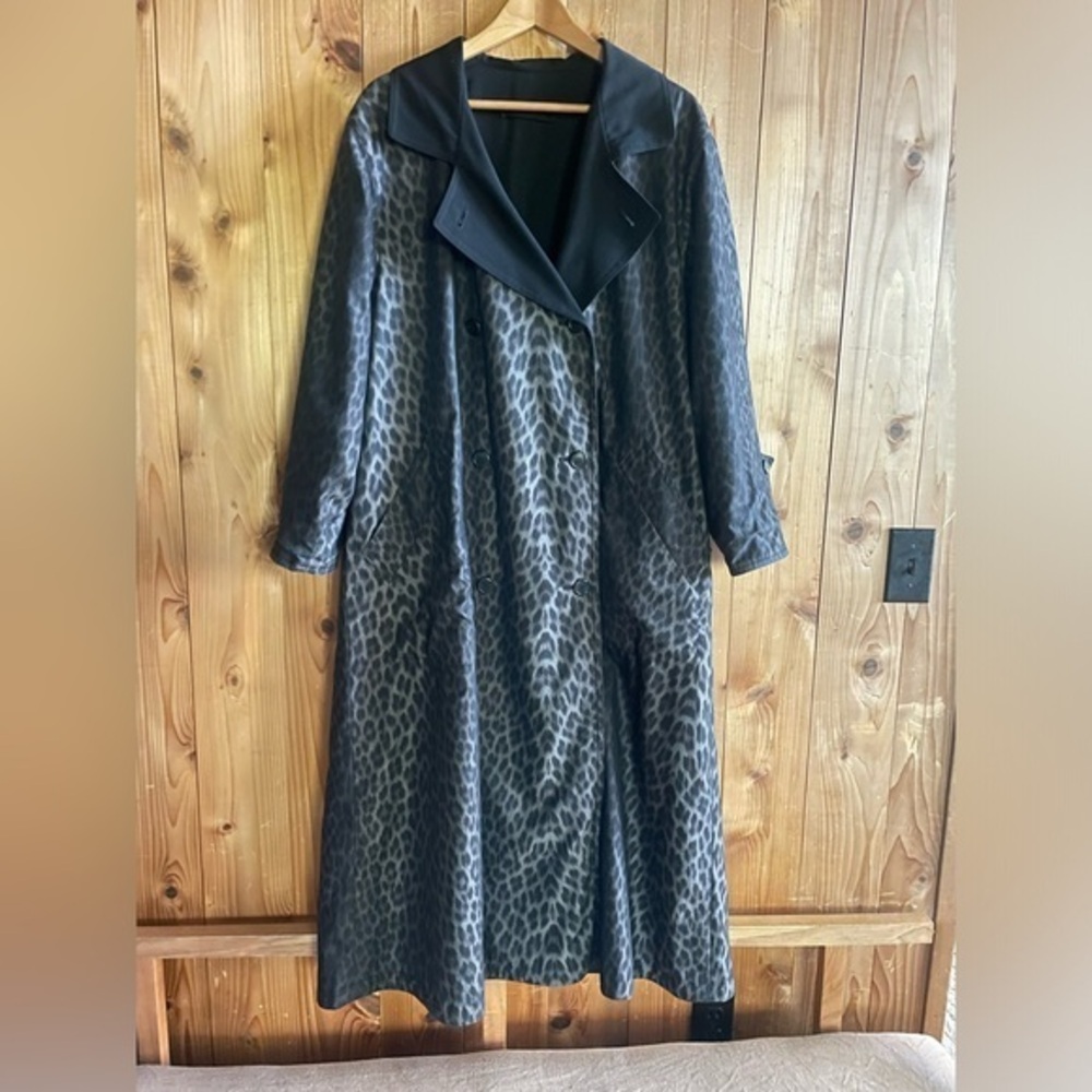 Vintage Sanyo CAROL COHEN reversible rain trench  Coat  leopard print